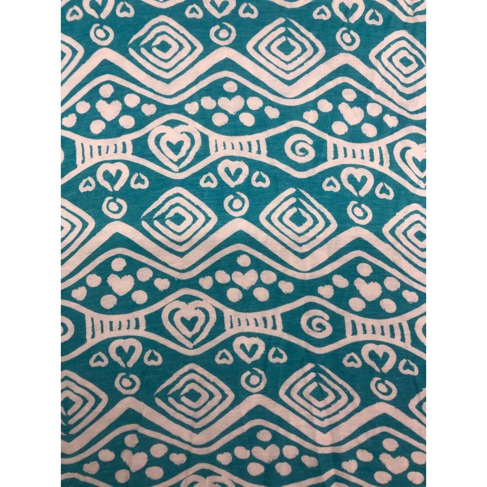 Lulu B Blouse‎ Top Womens XL Blue White Geometric 3/4 Sleeve Lightweight Beach - Picture 2 of 10